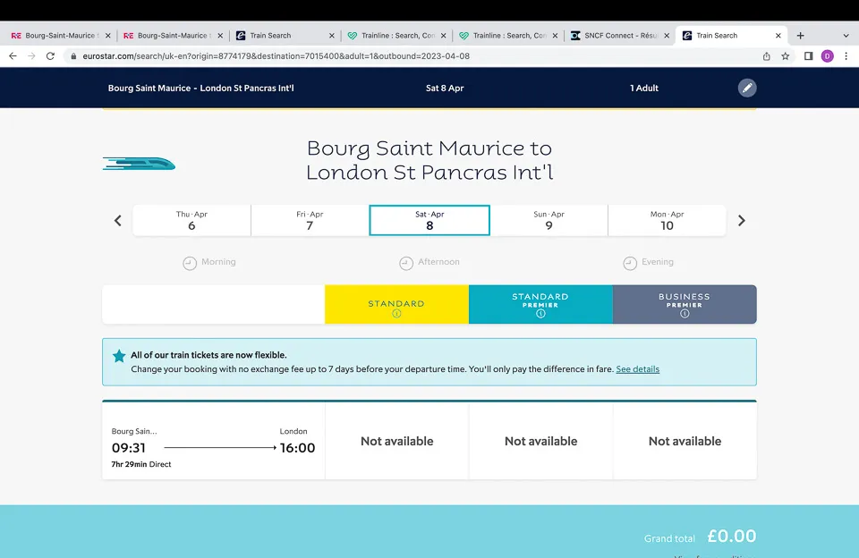 Eurostar - Bourg - London 8th April - summary