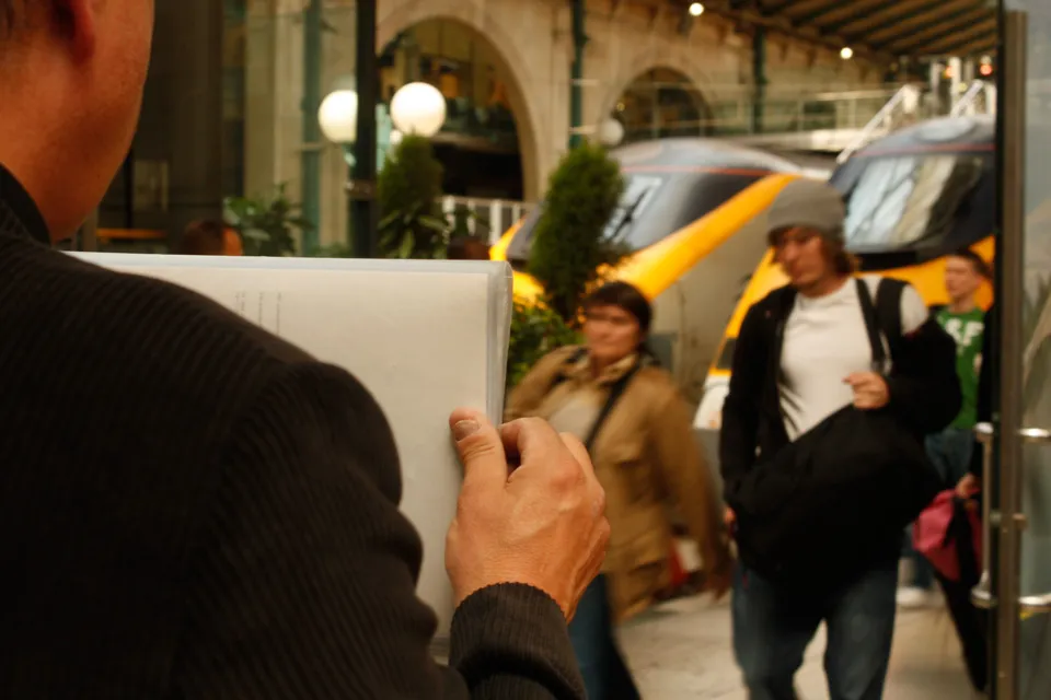 Taxi driver waits at Paris Nord