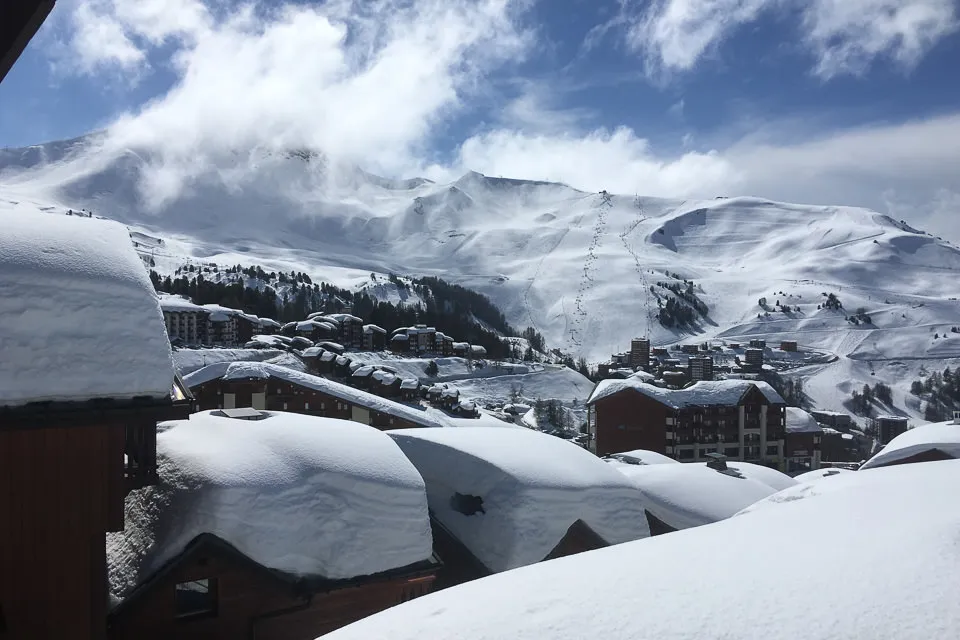 Snowy view in La Plagne