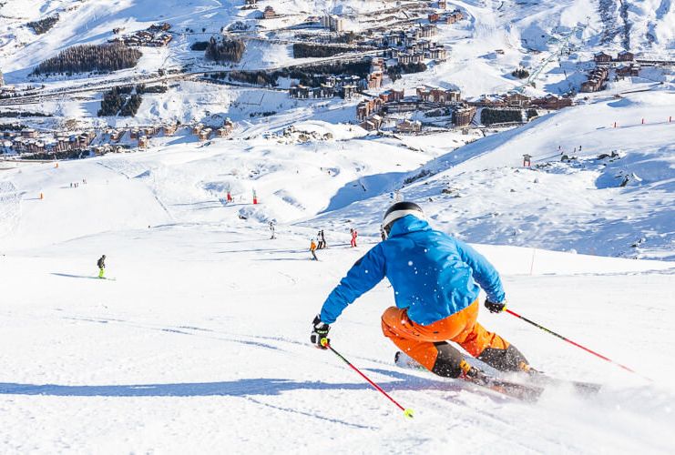 Skier above Les Menuires