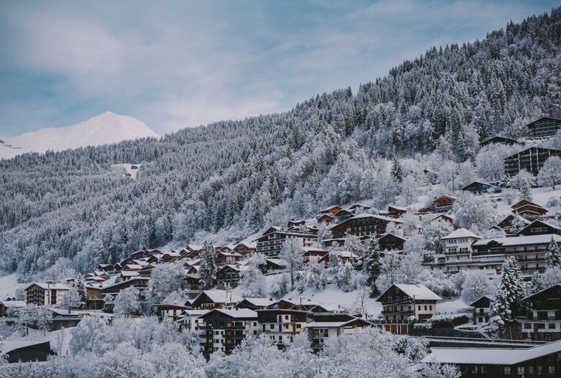 Snow-covered Morzine alpine village