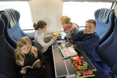 Family train travel to the Alps